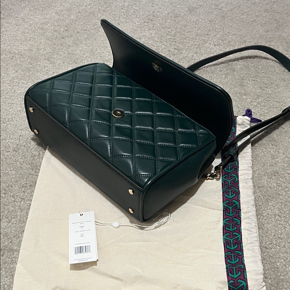 Tory Burch Dark Green Quilted Shoulder Bag - Picture 11 of 11